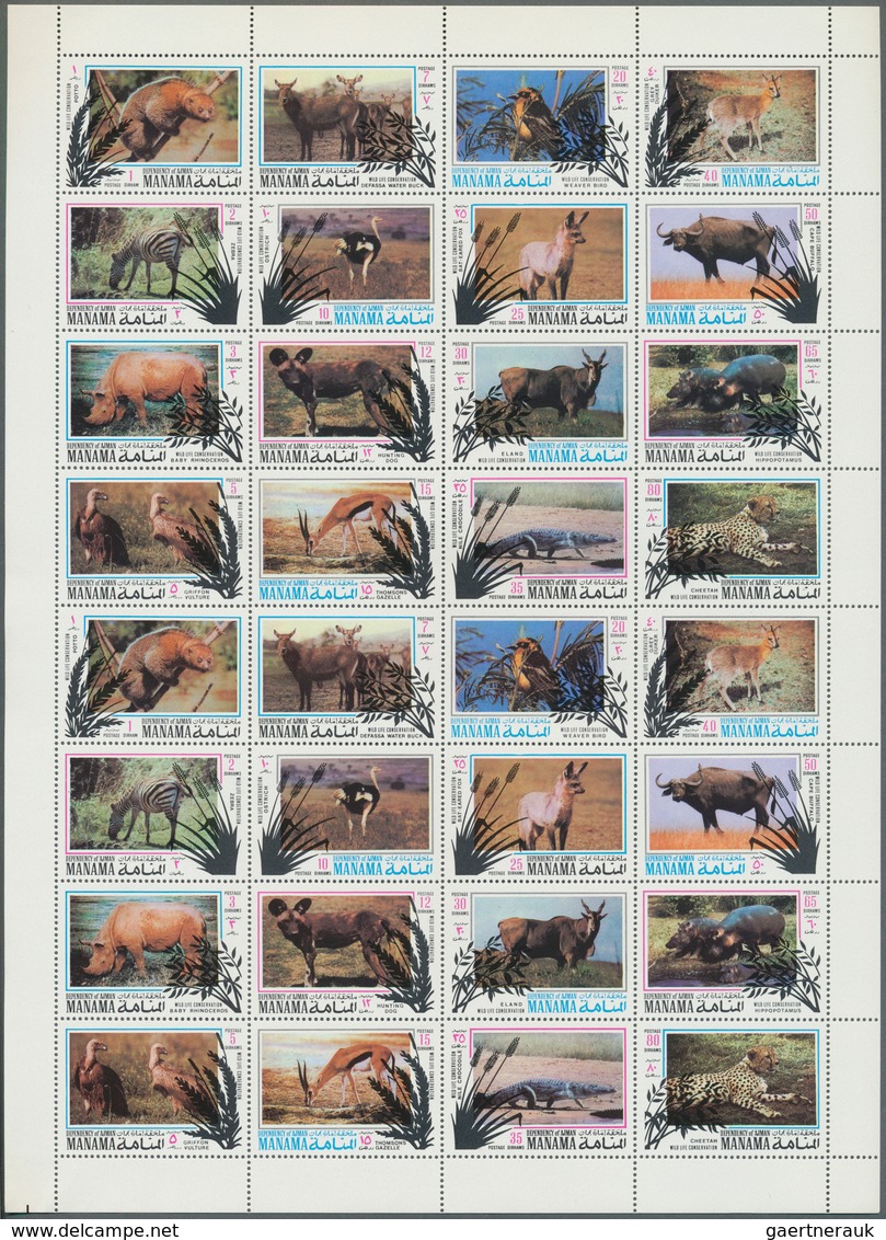 Adschman - Manama / Ajman - Manama: 1971, African Wildlife, 1dh. To 2r., Perf. Issue, 84 Complete Se - Manama