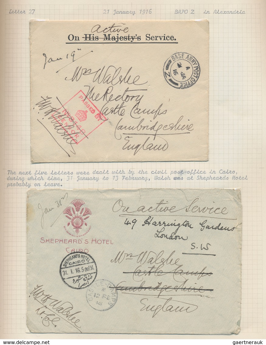 Ägypten: 1915-17 "The Walshe Covers": Specialized Collection Of Near To 100 Covers All From F.W.H. W - Other & Unclassified