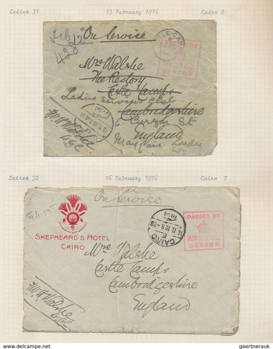 Ägypten: 1915-17 "The Walshe Covers": Specialized Collection Of Near To 100 Covers All From F.W.H. W - Other & Unclassified