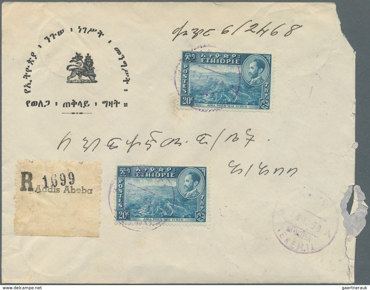Äthiopien: 1921/73, covers used foreign (7 inc. one ppc) or inland (14, mostly registered inc. expre