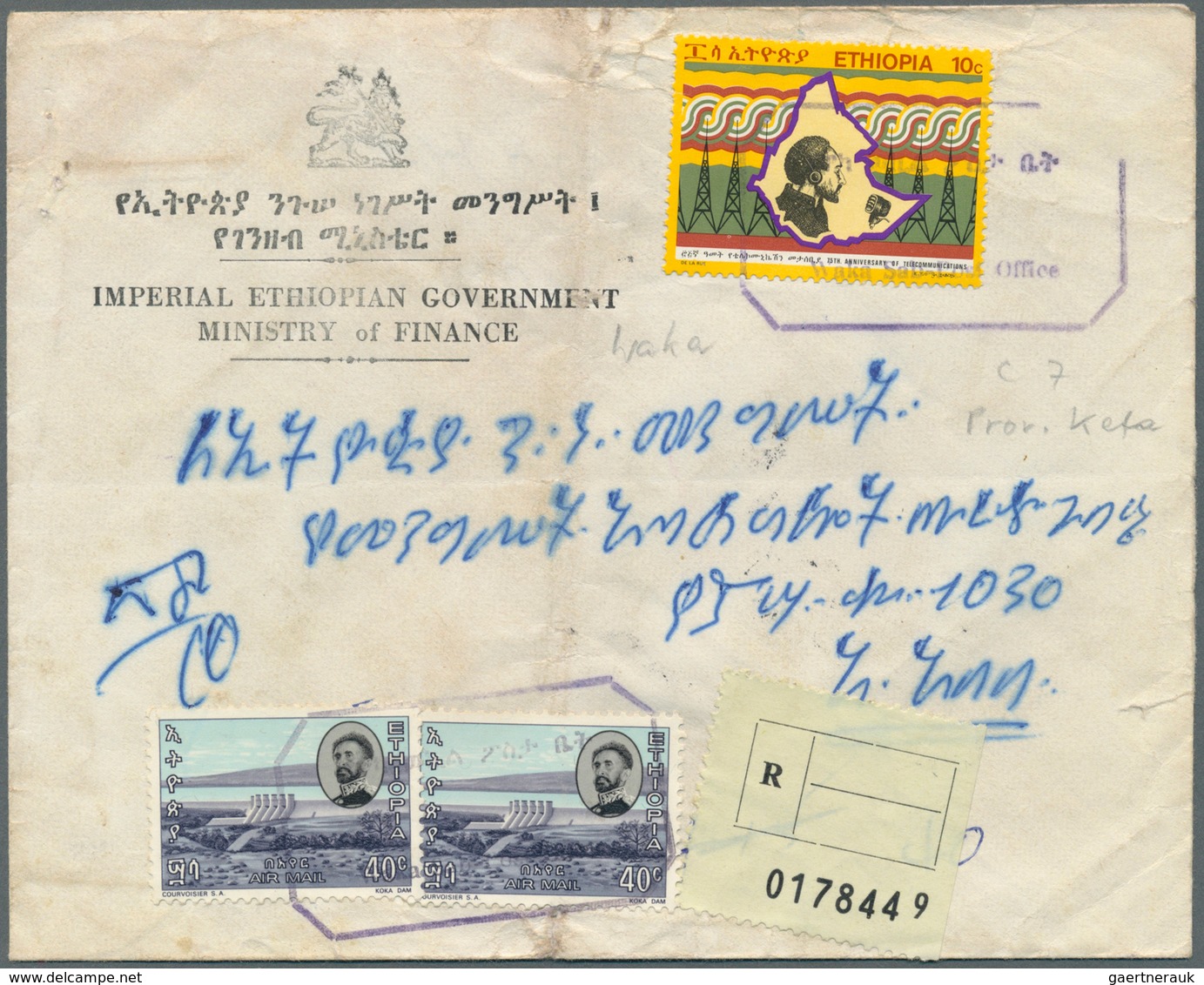 Äthiopien: 1921/73, covers used foreign (7 inc. one ppc) or inland (14, mostly registered inc. expre