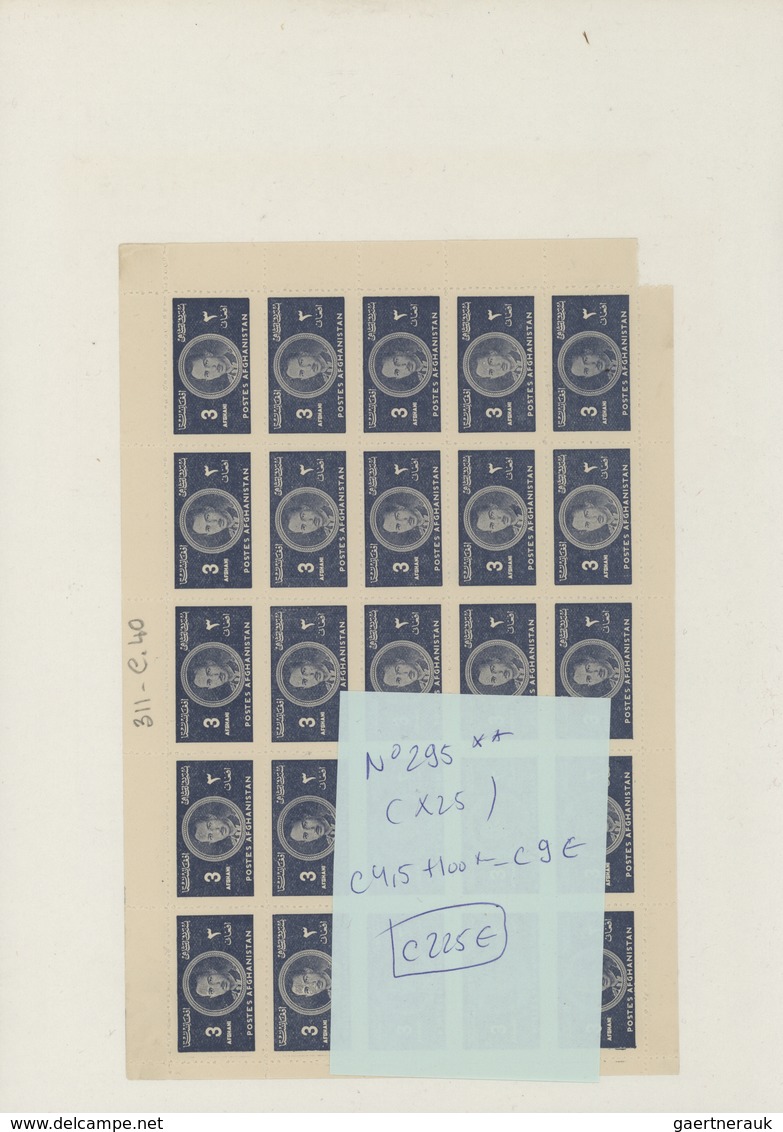 Afghanistan: 1930/1950 (ca): more then MNH 600 values in sheets and sheet parts, many different stam