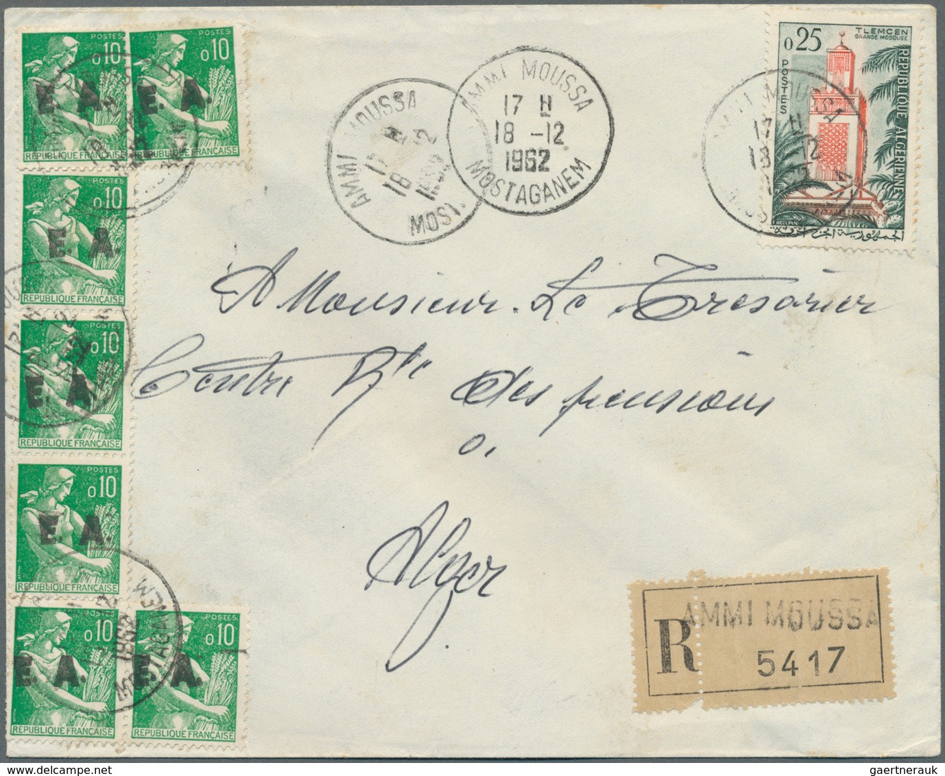 Algerien: 1926/1962, Interesting Group With 7 Covers, Comprising Registered Mail , Censored Mail, 30 - Lettres & Documents