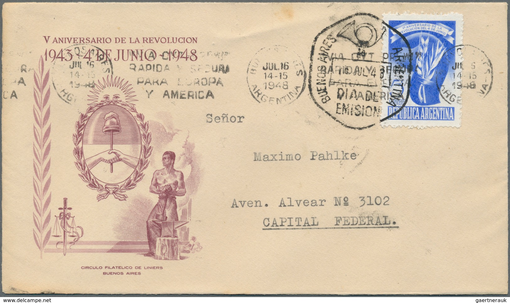 Argentinien: 1940/1950 (ca.), Accumulation Of Apprx. 130 Covers And Cards, Comprising Many F.d.c. In - Otros & Sin Clasificación