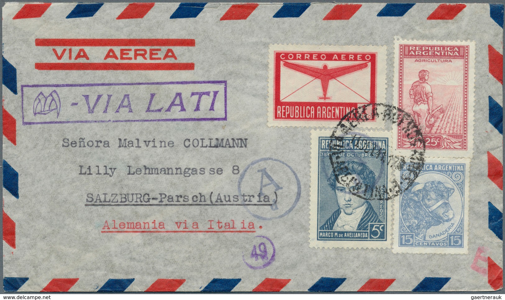 Argentinien: 1940/1950, 19 Air Mail Covers, Most Via Condor & L.A.T.I., All To Germany And Swiss, Fi - Otros & Sin Clasificación