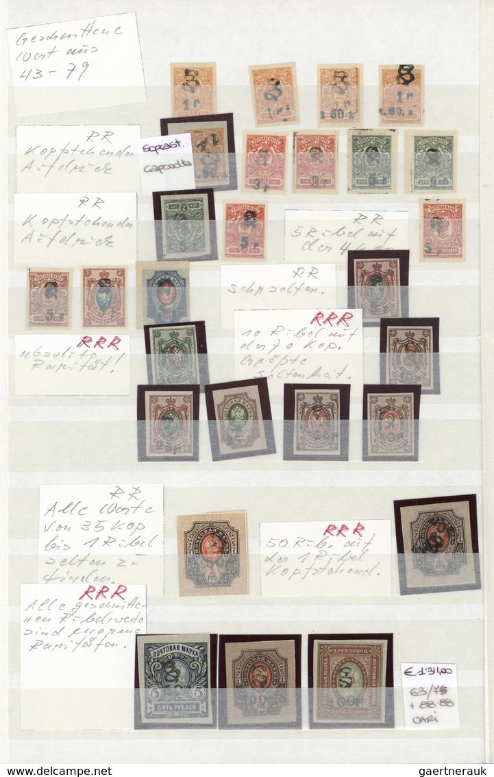 Armenien: 1919-22, Collection In Large Album Including Variaties, Handstamped Perf And Imperf Stamps - Arménie