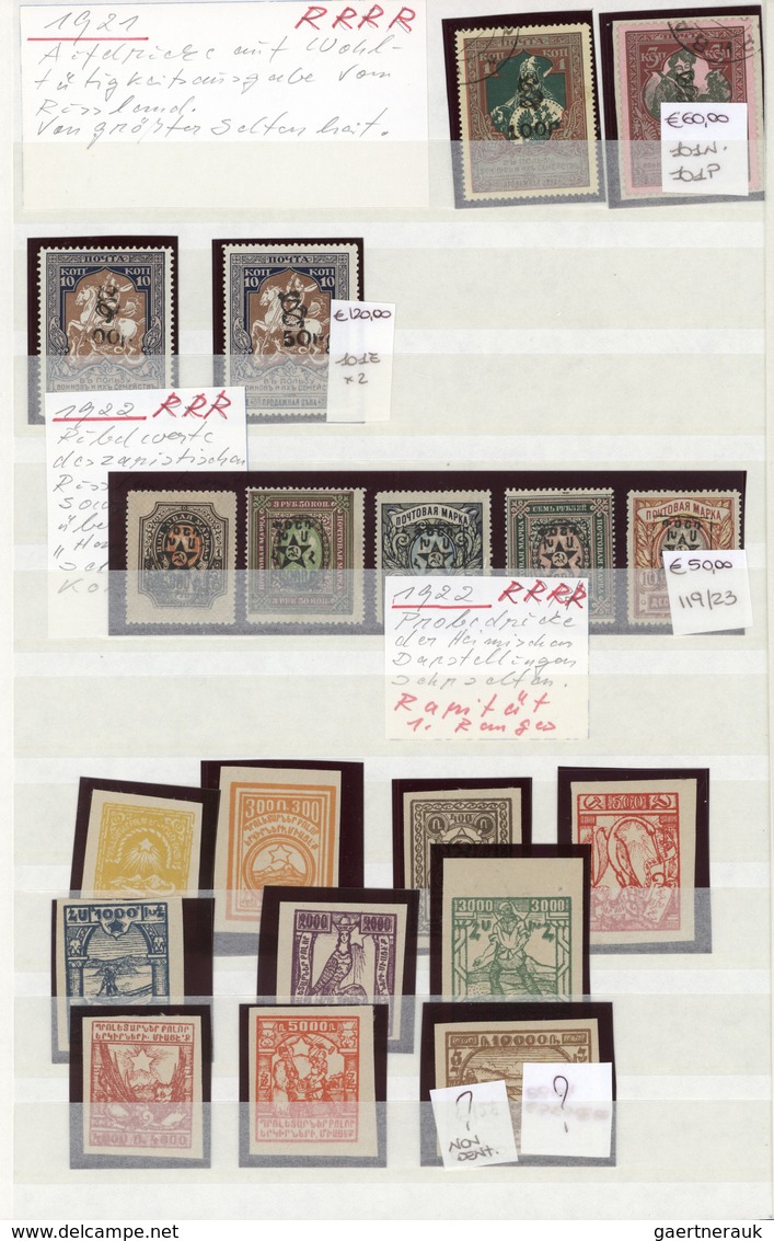 Armenien: 1919-22, Collection in large album including variaties, handstamped perf and imperf stamps