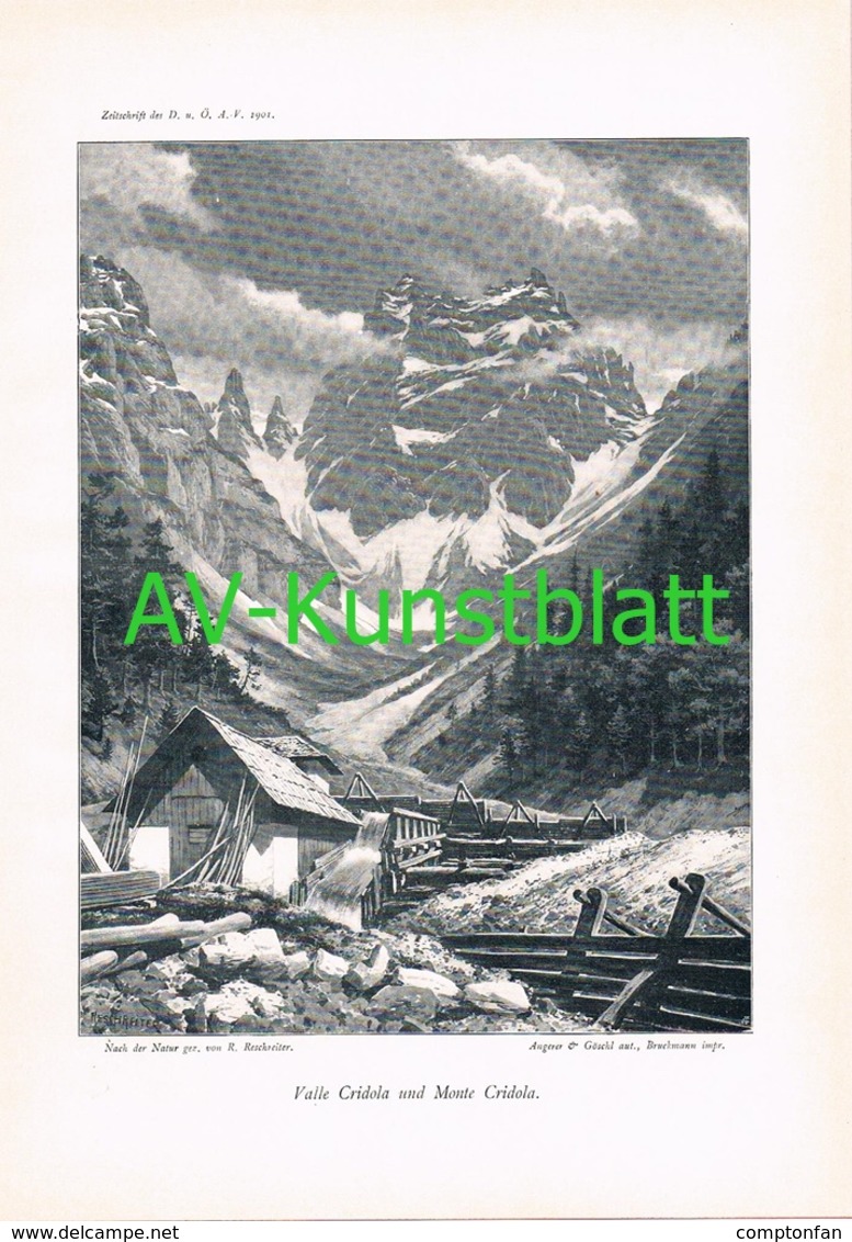 D101 061-4 Reschreiter Valle Cridola Karnische Alpen Druck 1900 !! - Autres & Non Classés