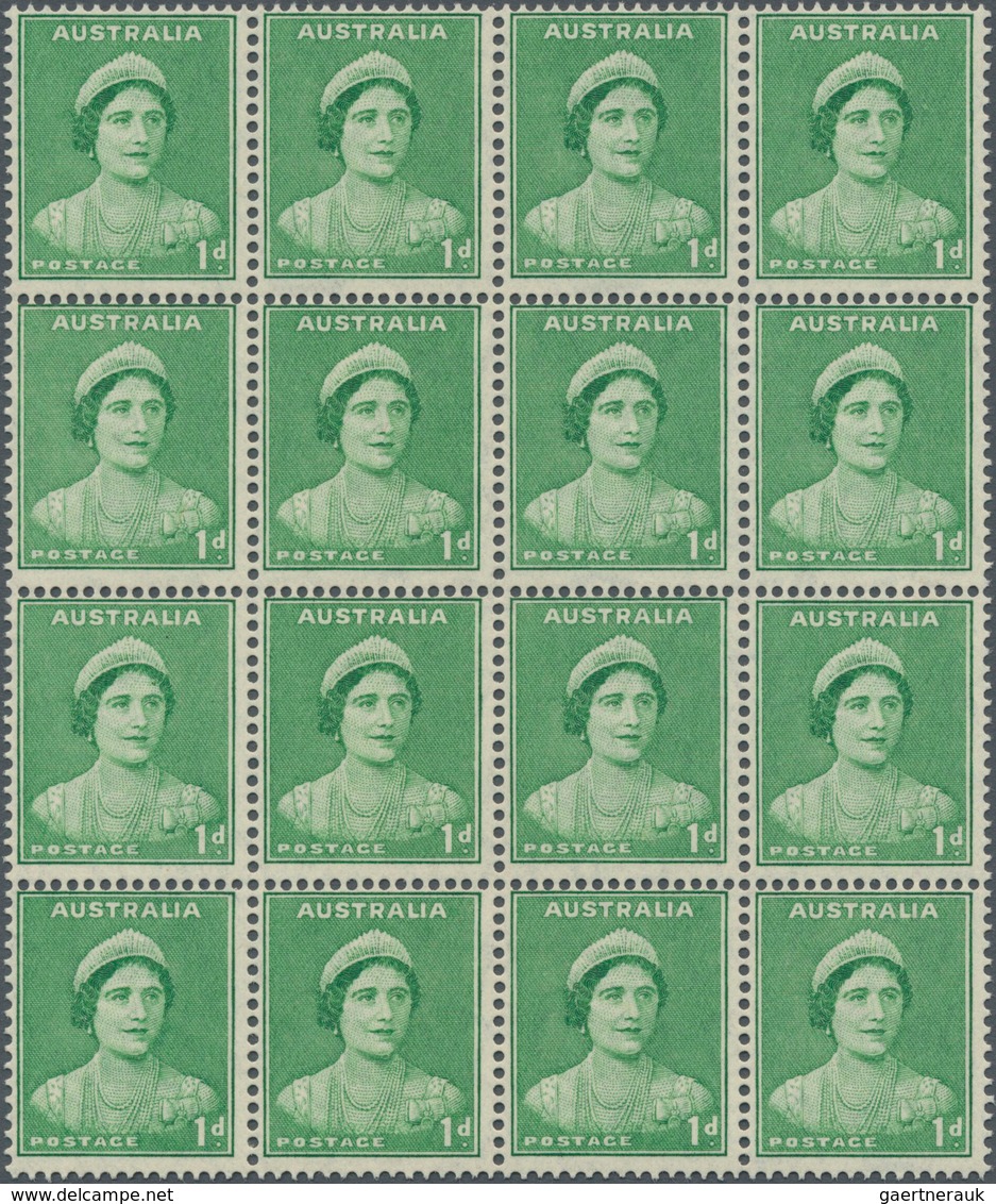 Australien: 1938, Queen Elizabeth 1d. Emerald-green Die II Perf. 15x14 In A Large Lot With About 1.2 - Lettres & Documents