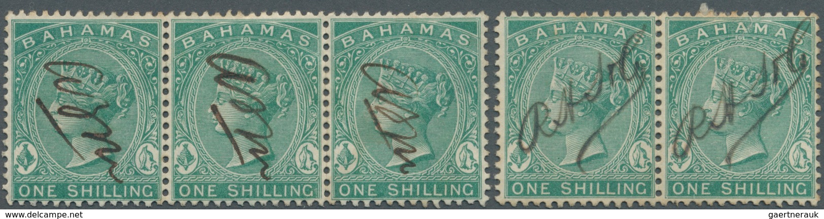 Bahamas: 1882 On (ca.), QV 1s. Green (shades) With Wmk. Crown CA In A Lot With About 120 Stamps Incl - 1859-1963 Colonia Británica