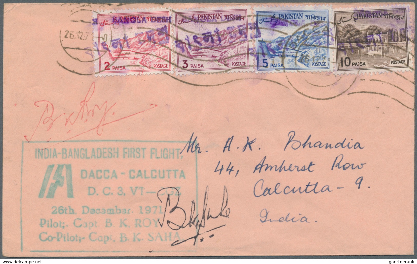 Bangladesch: 1971 Dacca-Calcutta-Dacca First Flight: Six Covers Carried On Dec. 26th, 1971 By First - Bangladesh