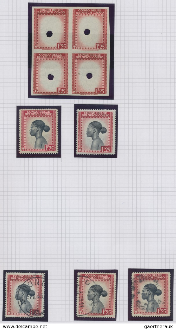 Belgisch-Kongo: 1942, Ausgabe Palmen, Palmiers, Tolle Sammlung Mit Einzelabzügen, Proben, Phasendruc - Colecciones