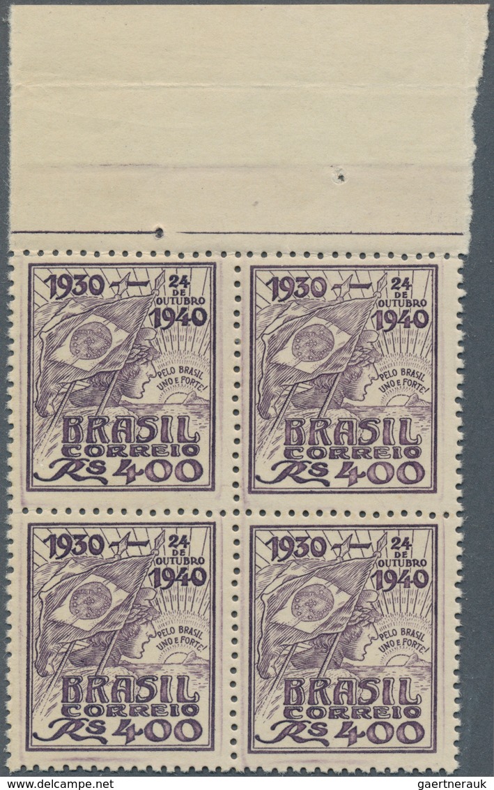 Brasilien: 1940, 10 Years Government Of Getulio Vargas 400r. Dark Lilac Showing Flag Of Brazil WITHO - Neufs