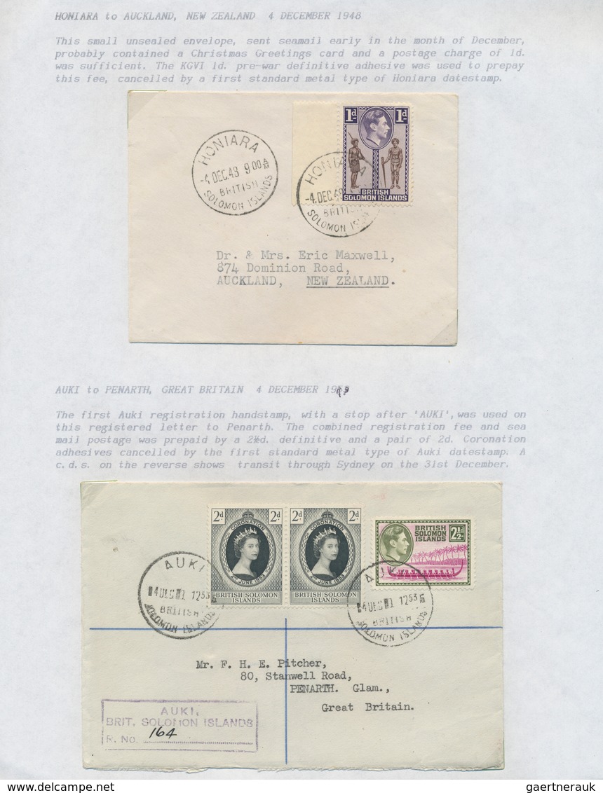Britische Salomoninseln: 1945/67, Covers KGVI (22) And QEII (15) Inc. Airmail, Registration And A Ve - Iles Salomon (...-1978)