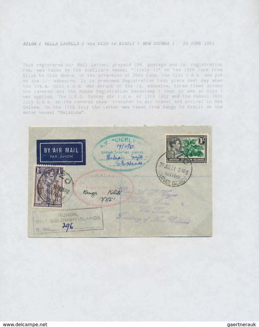 Britische Salomoninseln: 1945/67, Covers KGVI (22) And QEII (15) Inc. Airmail, Registration And A Ve - Islas Salomón (...-1978)