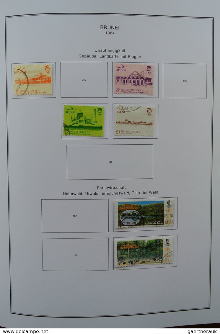 Brunei: 1895-2001. MNH, mint hinged and used collection Brunei 1895-2001 in album. Collection contai