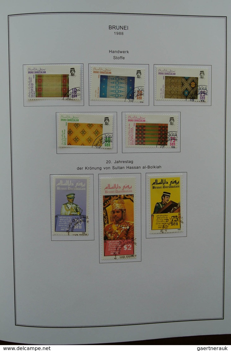 Brunei: 1895-2001. MNH, mint hinged and used collection Brunei 1895-2001 in album. Collection contai