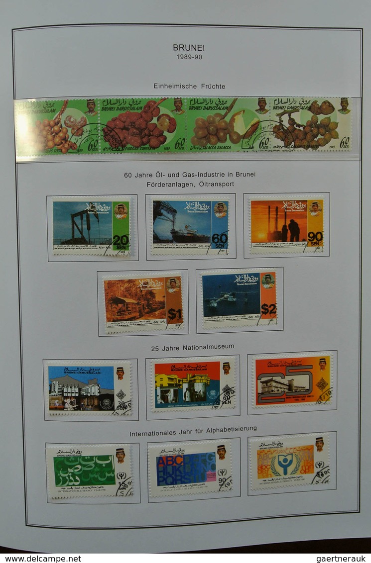 Brunei: 1895-2001. MNH, mint hinged and used collection Brunei 1895-2001 in album. Collection contai