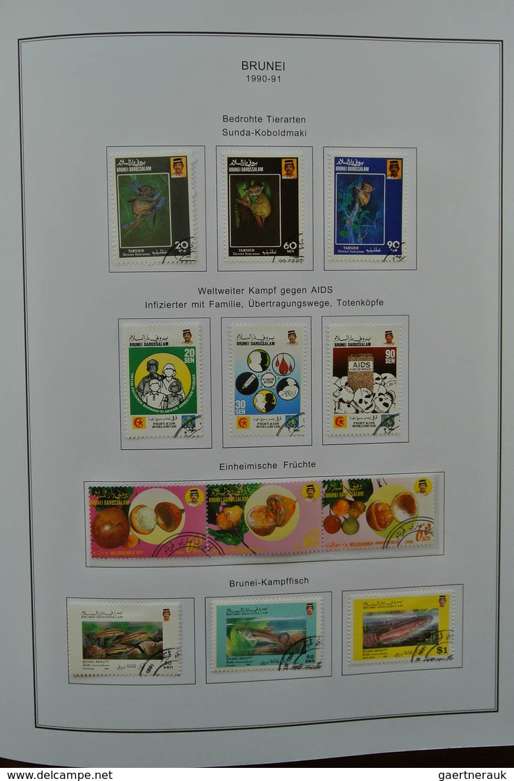 Brunei: 1895-2001. MNH, mint hinged and used collection Brunei 1895-2001 in album. Collection contai