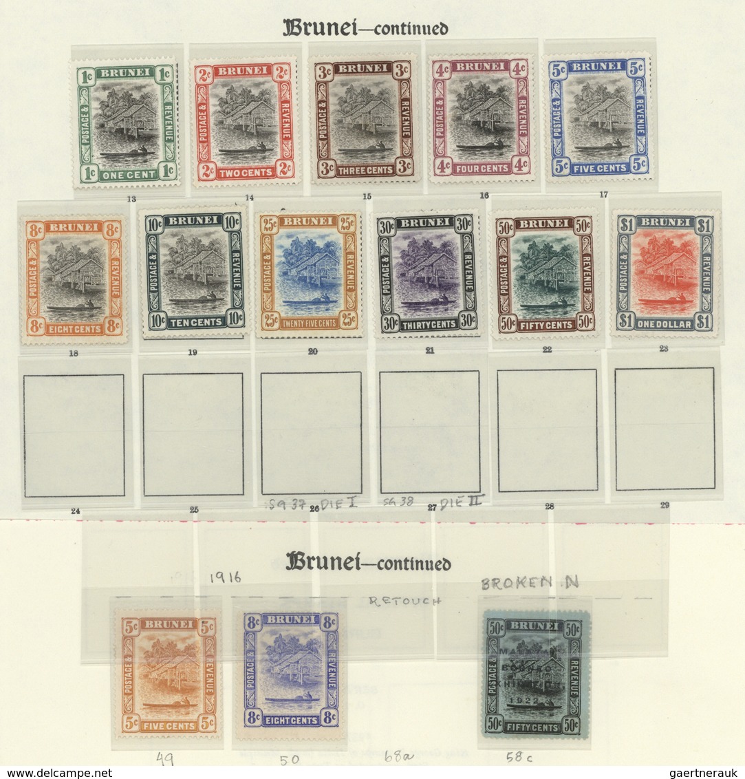 Brunei: 1906-37: Mint Collection Of 37 Stamps, From Four Singles Of 1906 (1c. To 50c. On 16c.) To 19 - Brunei (1984-...)