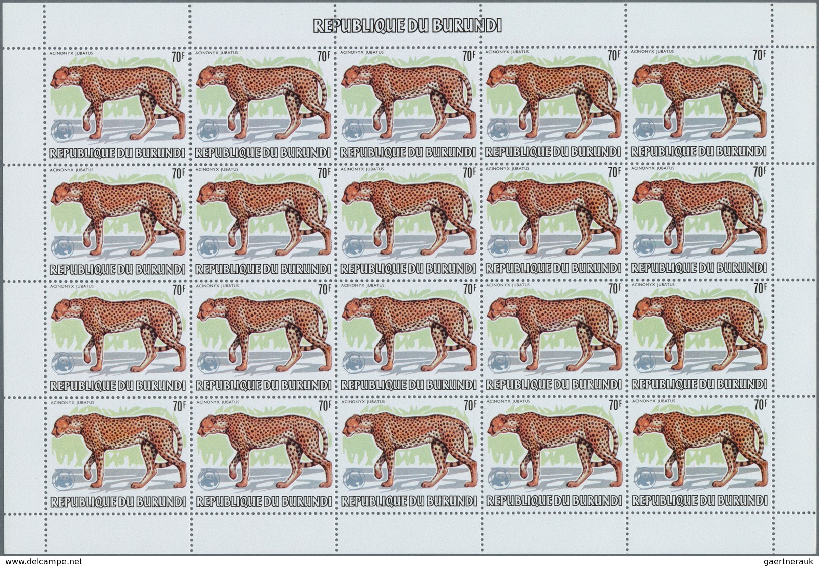 Burundi: 1982, African Wildlife complete set of 13 from 2fr. to 85fr. (Lion, Giraffe, Rhinoceros, El