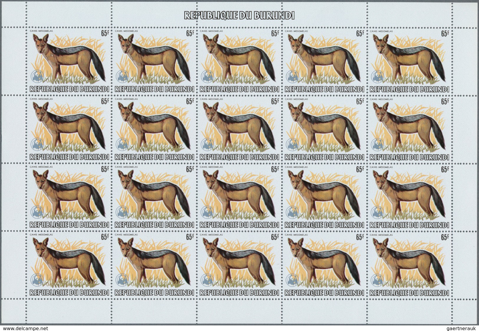 Burundi: 1982, African Wildlife complete set of 13 from 2fr. to 85fr. (Lion, Giraffe, Rhinoceros, El