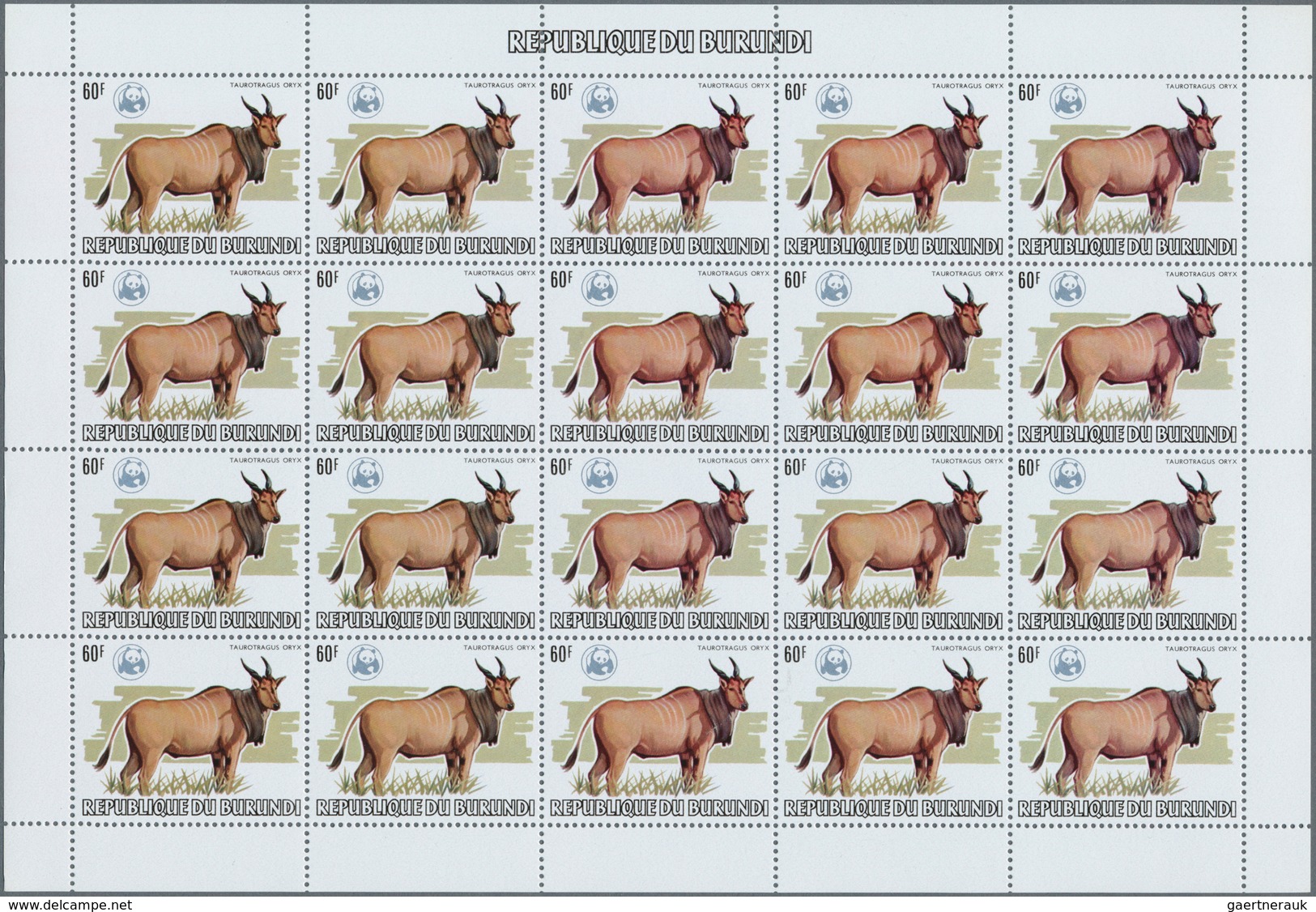 Burundi: 1982, African Wildlife complete set of 13 from 2fr. to 85fr. (Lion, Giraffe, Rhinoceros, El