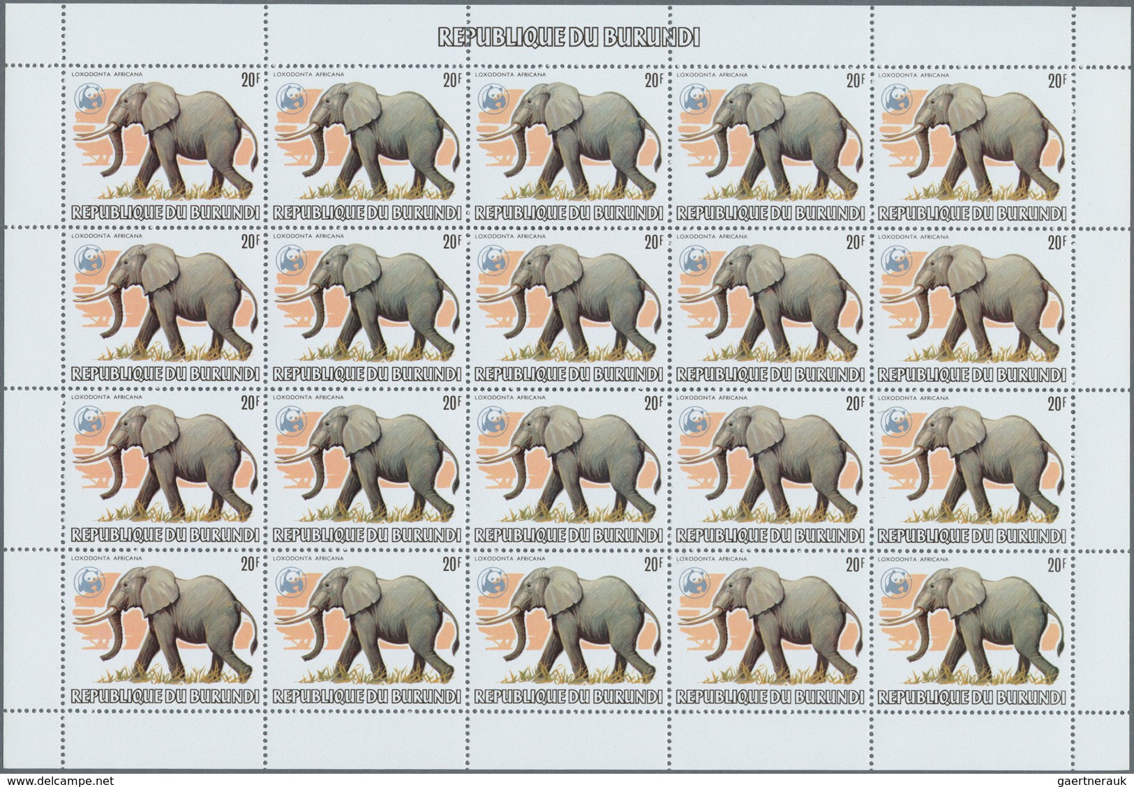 Burundi: 1982, African Wildlife complete set of 13 from 2fr. to 85fr. (Lion, Giraffe, Rhinoceros, El