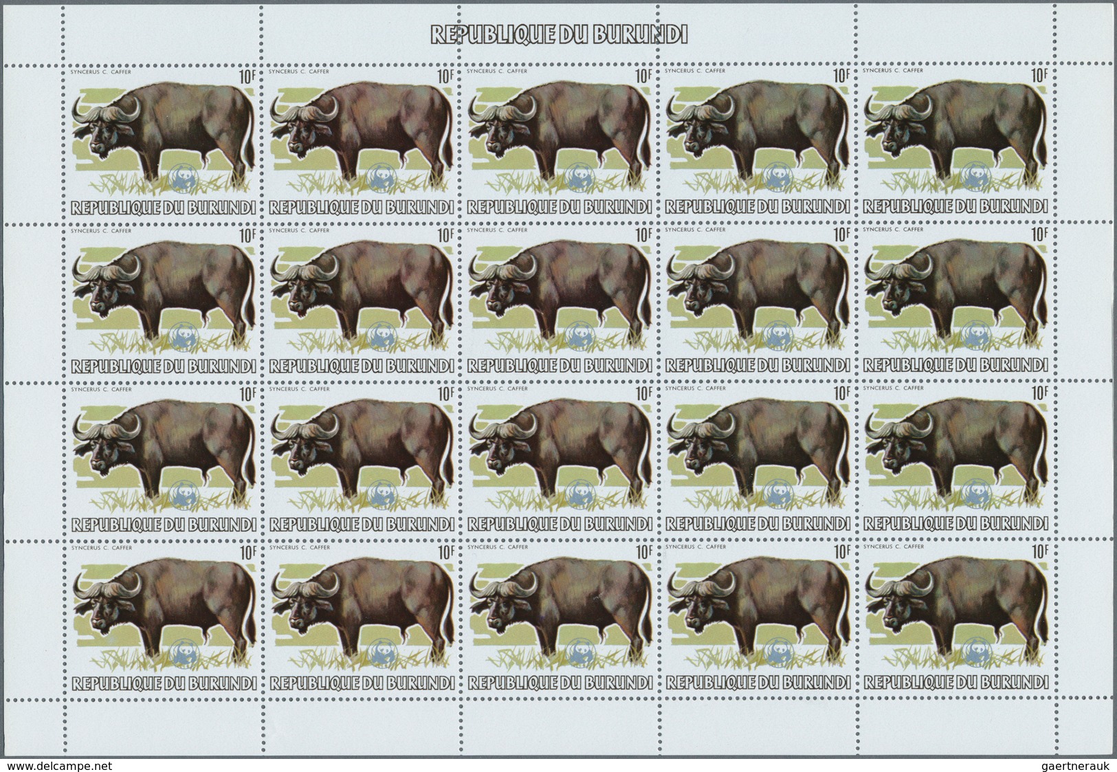 Burundi: 1982, African Wildlife complete set of 13 from 2fr. to 85fr. (Lion, Giraffe, Rhinoceros, El