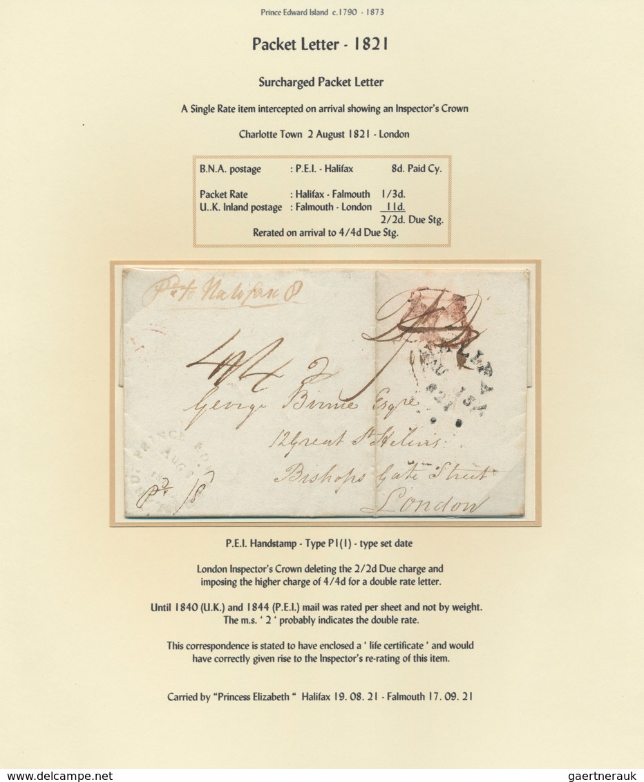 Prinz-Edward-Insel: 1799/1875: Over two dozen items, 1799 onwards with rates and routes extensively