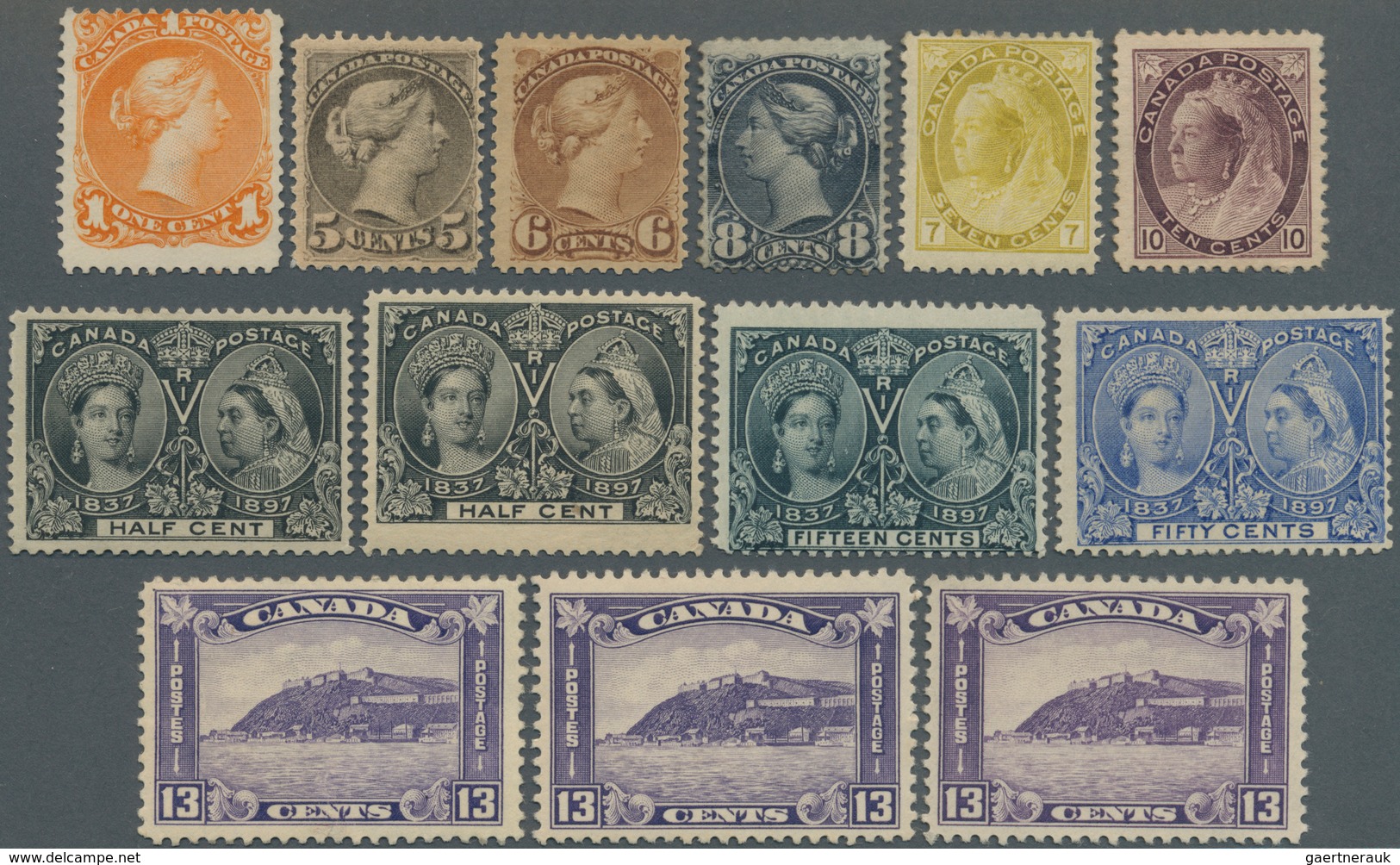 Canada: 1859/1932 (ca.), Small Lot With Mostly Better Stamps Incl. QV Issues, 1897 Jubilee Issue Inc - Nuevos