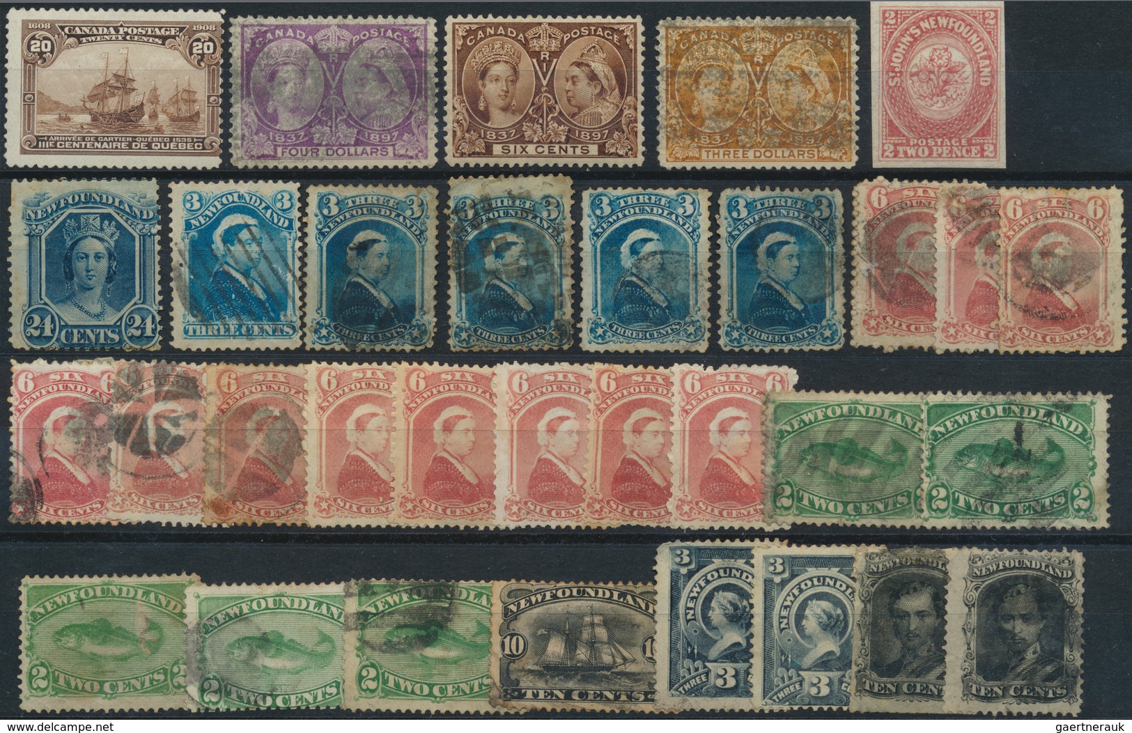 Canada: 1860/1930 (ca.), Newfoundland/Canada, Used And Mint Lot On Stockcards, Slightly Varied Condi - Nuevos