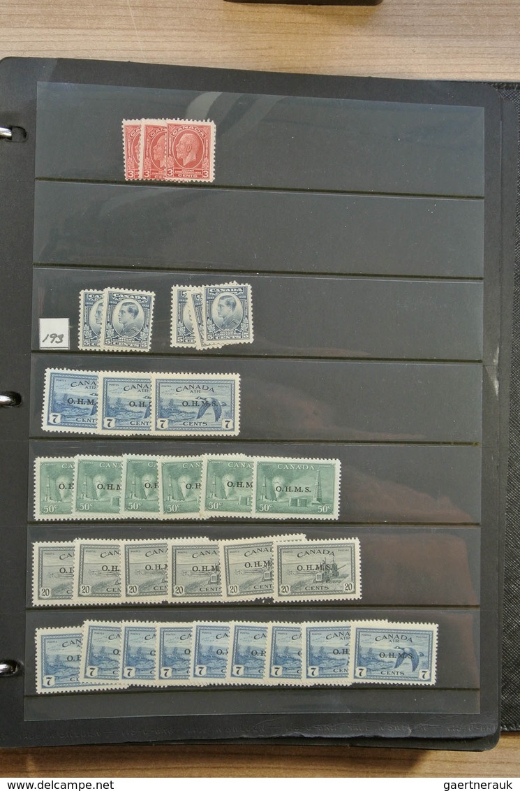 Canada: 1902-1972. Extensive MNH and mint hinged stock Canada 1902-1972 in 4 stockbooks, including m