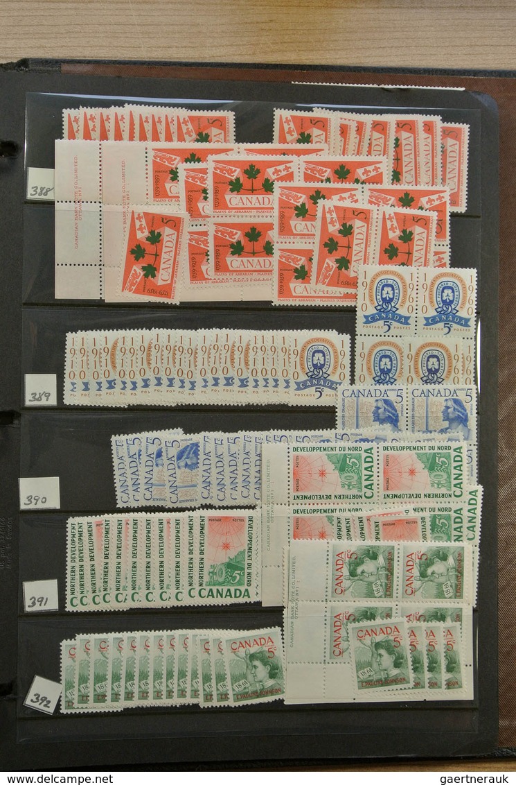 Canada: 1902-1972. Extensive MNH and mint hinged stock Canada 1902-1972 in 4 stockbooks, including m