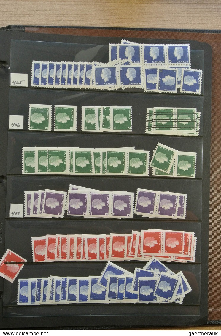 Canada: 1902-1972. Extensive MNH and mint hinged stock Canada 1902-1972 in 4 stockbooks, including m