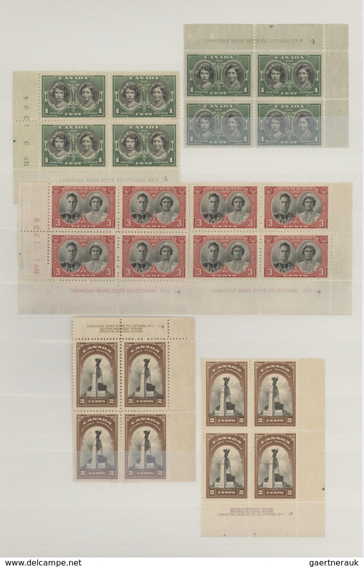 Canada: 1939/1967, Unmounted Mint Collection Of Apprx. 390 Different Plate Blocks, Neatly Organised - Neufs