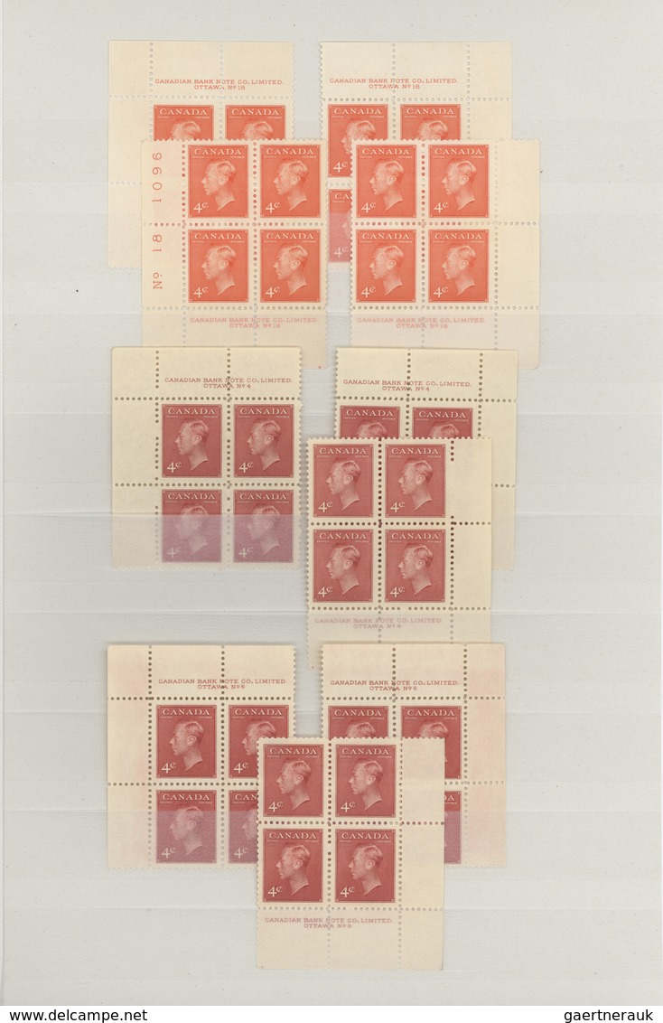 Canada: 1939/1967, Unmounted Mint Collection Of Apprx. 390 Different Plate Blocks, Neatly Organised - Nuevos