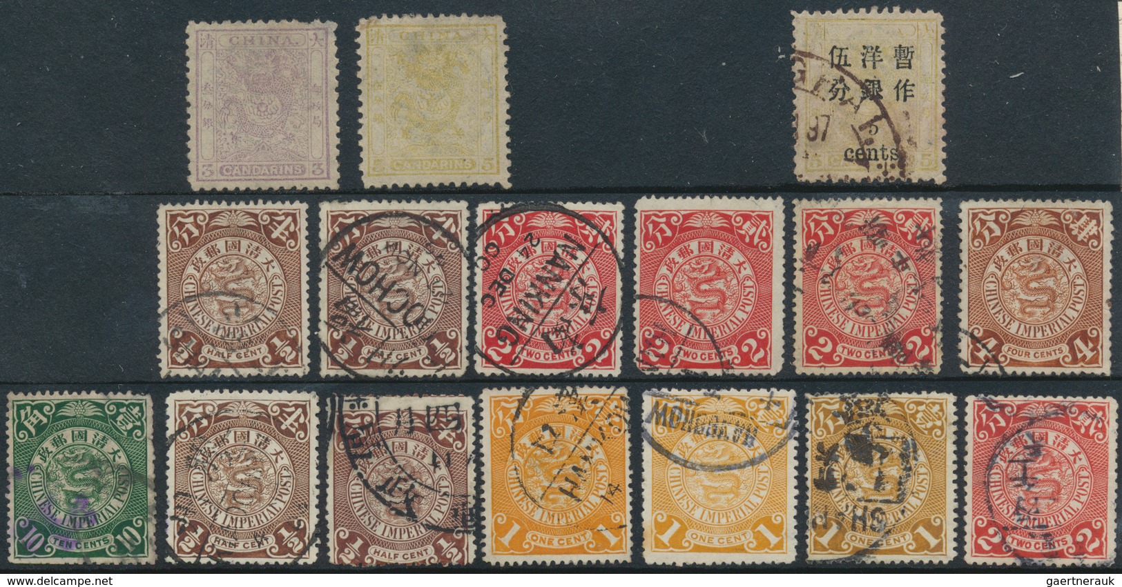 China: 1885-1950's: More Than 200 Stamps, Used Mostly, From 1885 Small Dragon 3ca. And 5ca. Both Unu - 1912-1949 República