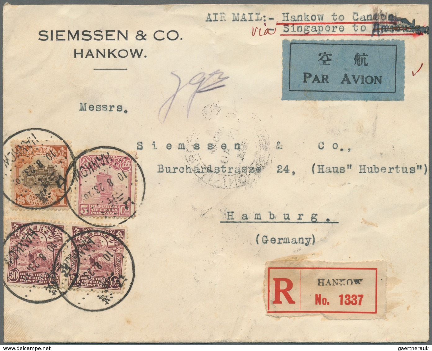 China: 1920/39, Covers (11 Inc. 3 Registered And One Incoming 1939 From Germany), Inc. 1929 Register - 1912-1949 República