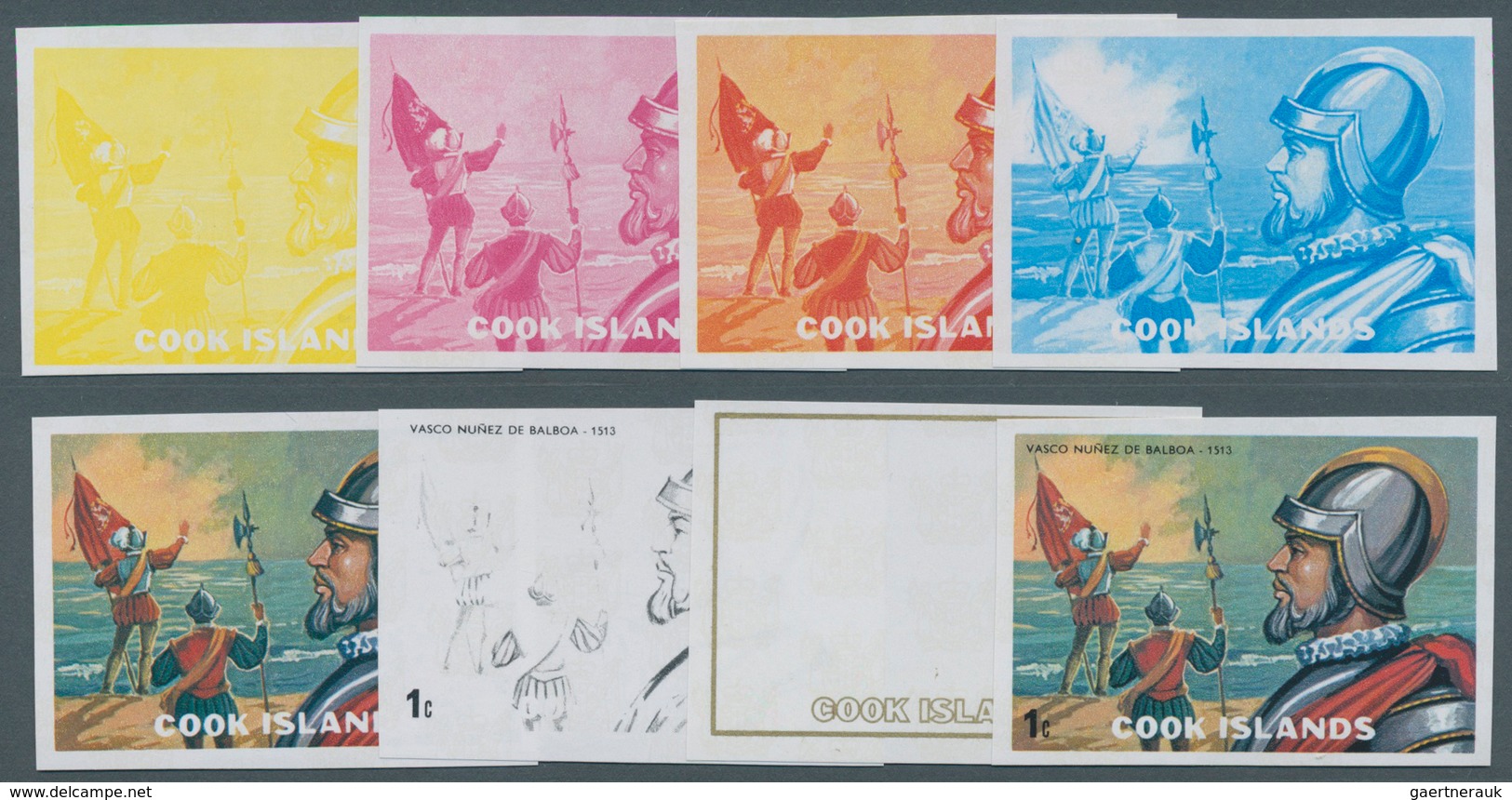 Cook-Inseln: 1966 - 1990, riesige Sammlung von PHASENDRUCKEN der Ausgaben der Cook Inseln aus Mi. 12