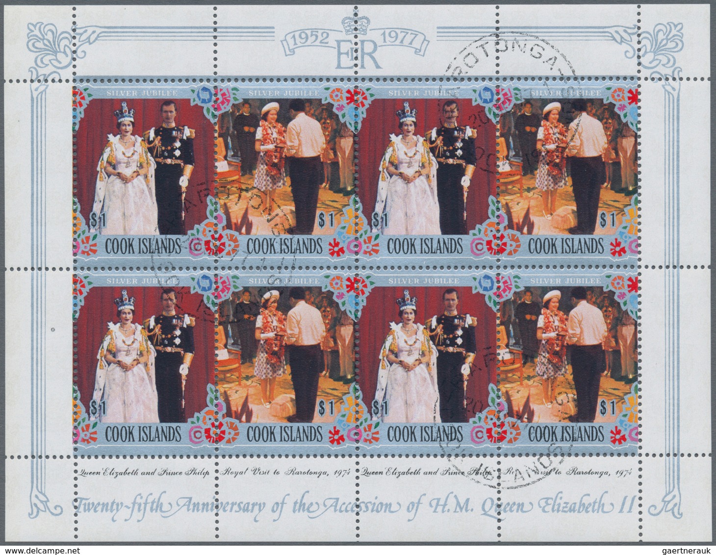 Cook-Inseln: 1977, 25th Anniversary Of The Accession Of QEII Complete Set In 15 Sheetlets Of Eight ( - Islas Cook