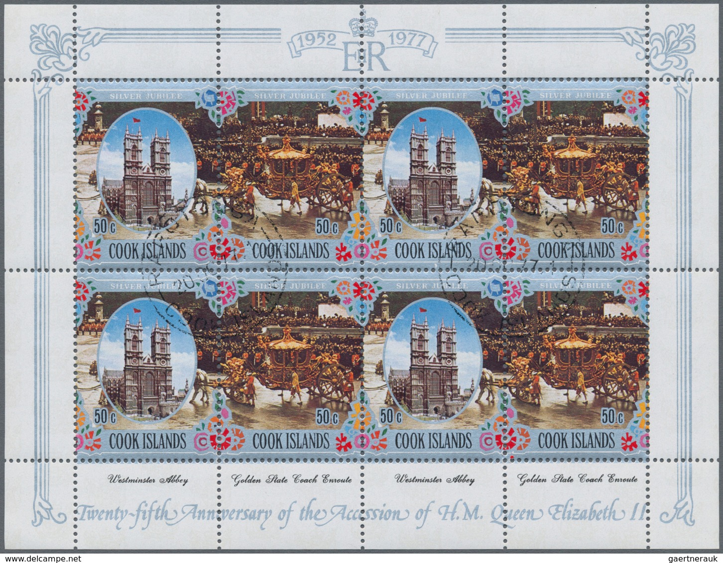Cook-Inseln: 1977, 25th Anniversary Of The Accession Of QEII Complete Set In 15 Sheetlets Of Eight ( - Cook