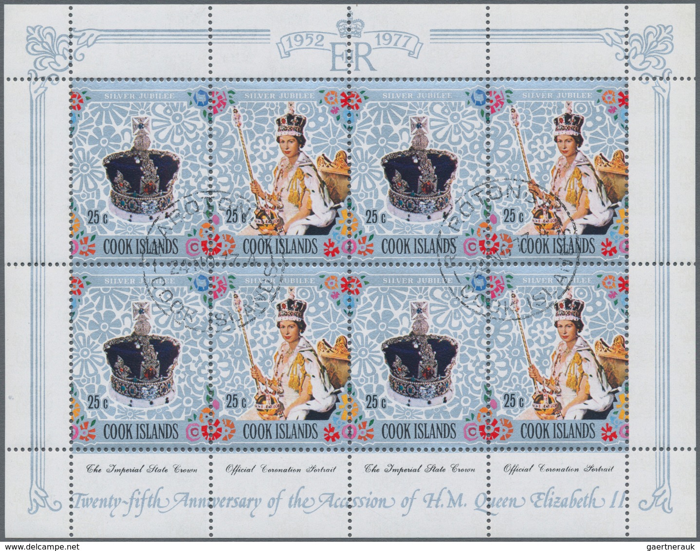 Cook-Inseln: 1977, 25th Anniversary Of The Accession Of QEII Complete Set In 15 Sheetlets Of Eight ( - Cook