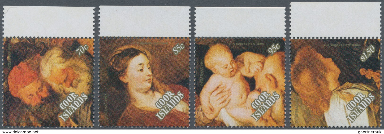 Cook-Inseln: 1989, Christmas Complete Set Of Four With Different Rubens Paintings In A Lot With 672 - Cook