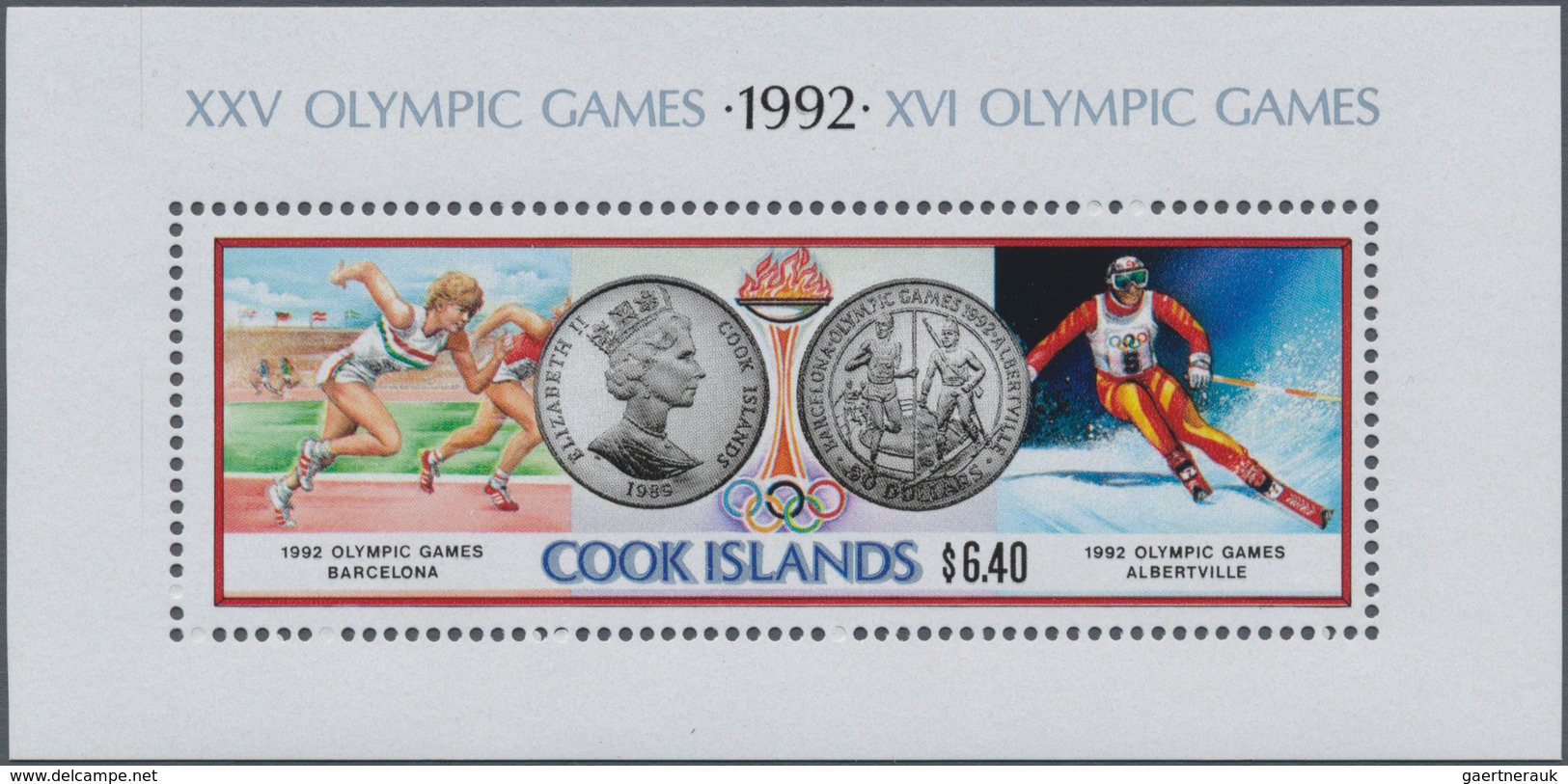 Cook-Inseln: 1991, Olympic Games 1992 In Albertville And Barcelona Miniature Sheet In A Lot With Abo - Cook