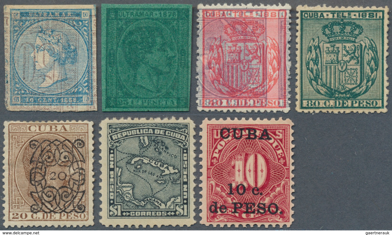 Cuba - Spanische Kolonie: 1828/1914, Group Of Four Letters (thereof Two Stampless) And Seven Stamps - Cuba (1874-1898)