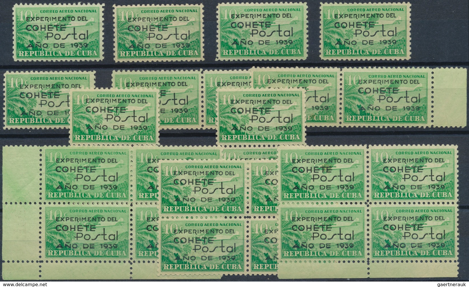 Cuba: 1939, Airmail Overprint 10c. Yellow-green, 25 Copies Unmounted Mint. Yvert PA31 (25), 1.750,- - Autres & Non Classés