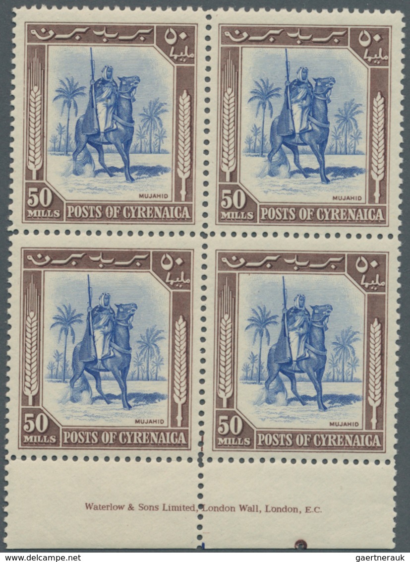 Cyrenaica: 1950, Mounted Warrior 50m. Ultramarine/purple-brown In A Lot With About 80 Stamps Incl. B - Cirenaica