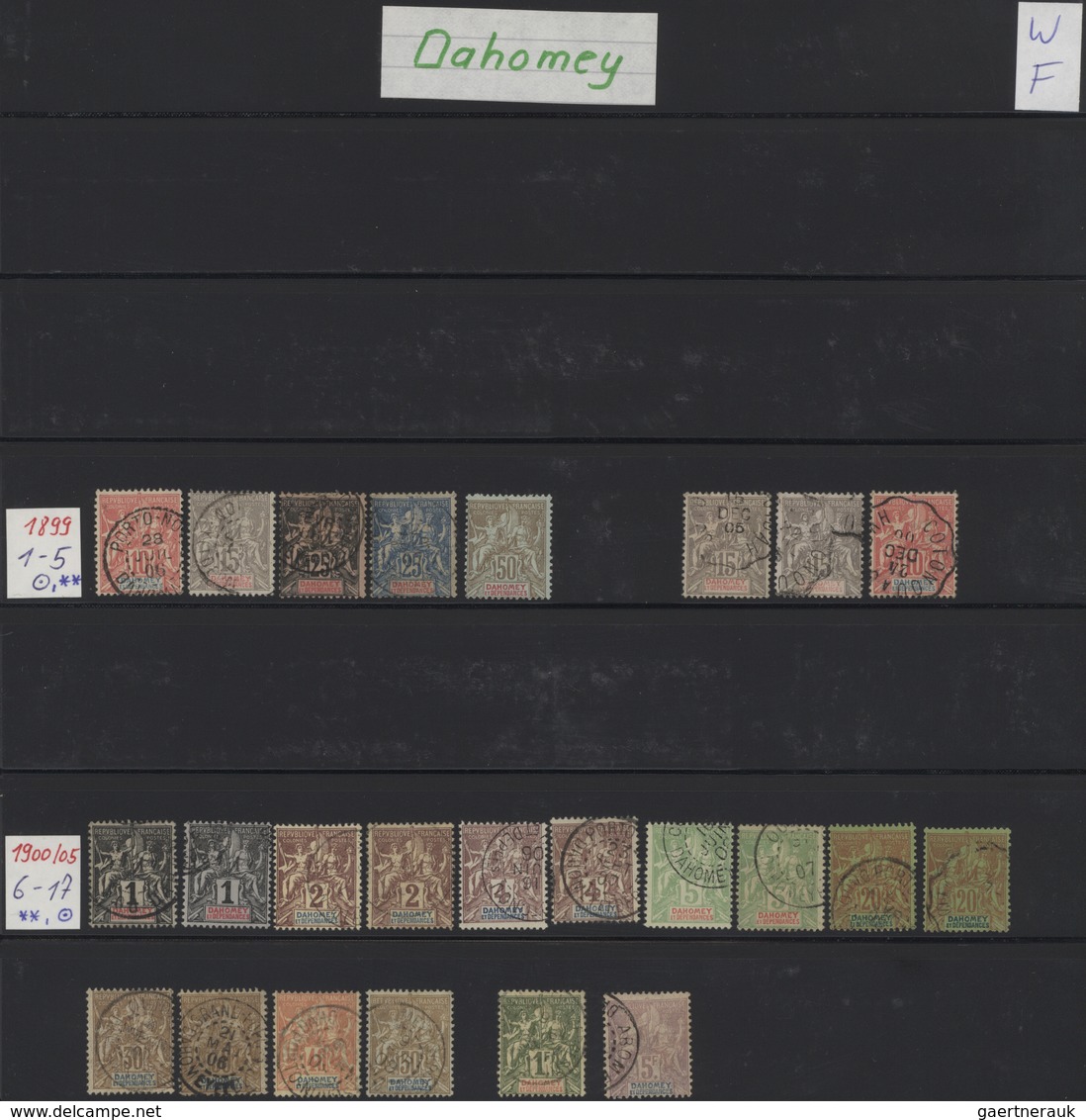 Dahomey: 1899/1912, Collection On Stockpages With Main Value In The 42 Entires Ncl. Stationereis And - Bénin – Dahomey (1960-...)