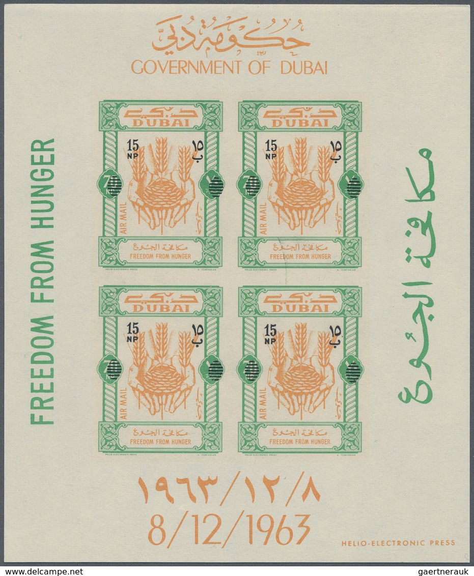 Dubai: 1964, FREEDOM FROM HUNGER: Accumulation With About 900 Complete Sets Of Four Different Imperf - Dubai